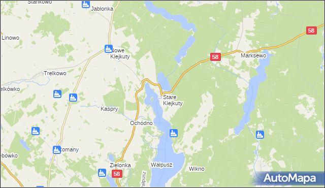 mapa Stare Kiejkuty, Stare Kiejkuty na mapie Targeo