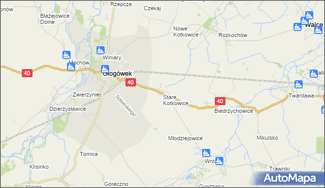 mapa Stare Kotkowice, Stare Kotkowice na mapie Targeo