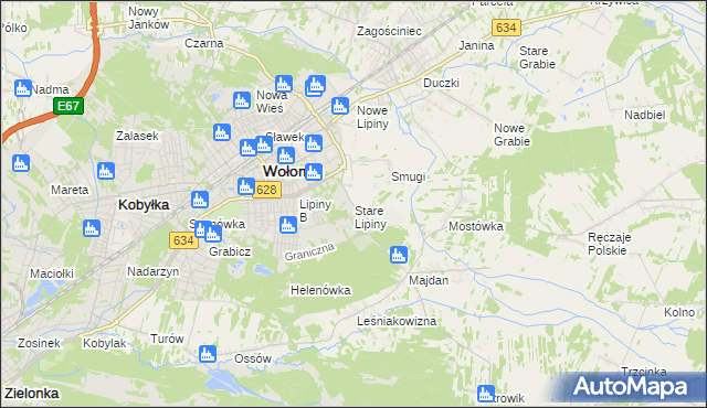 mapa Stare Lipiny, Stare Lipiny na mapie Targeo