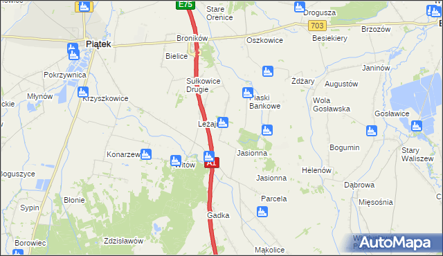 mapa Stare Piaski gmina Piątek, Stare Piaski gmina Piątek na mapie Targeo