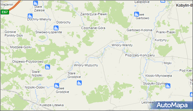 mapa Stare Wnory, Stare Wnory na mapie Targeo