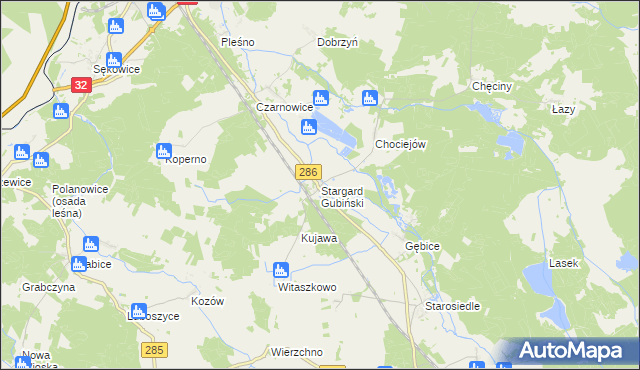 mapa Stargard Gubiński, Stargard Gubiński na mapie Targeo