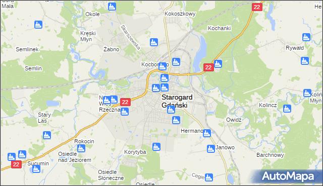 mapa Starogard Gdański, Starogard Gdański na mapie Targeo