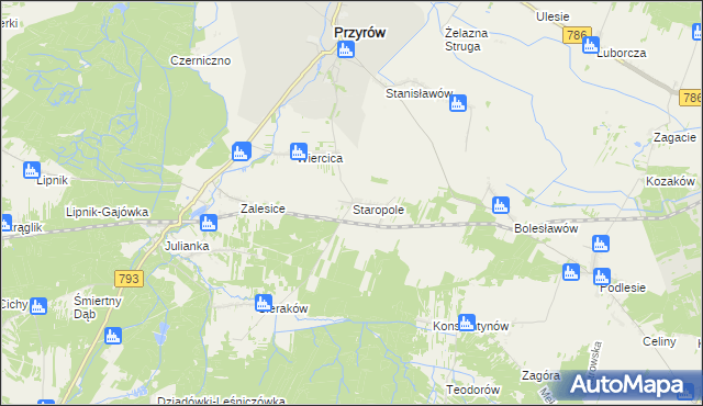 mapa Staropole gmina Przyrów, Staropole gmina Przyrów na mapie Targeo