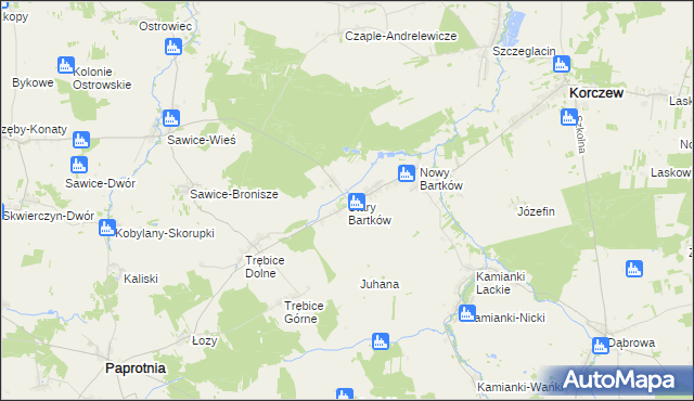 mapa Stary Bartków, Stary Bartków na mapie Targeo