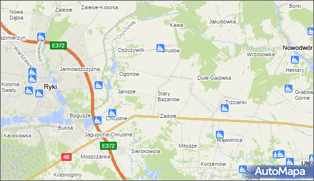 mapa Stary Bazanów, Stary Bazanów na mapie Targeo