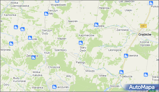 mapa Stary Dwór gmina Wierzbno, Stary Dwór gmina Wierzbno na mapie Targeo