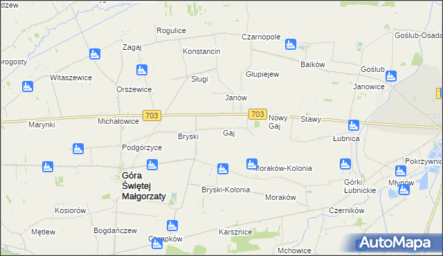 mapa Stary Gaj gmina Góra Świętej Małgorzaty, Stary Gaj gmina Góra Świętej Małgorzaty na mapie Targeo