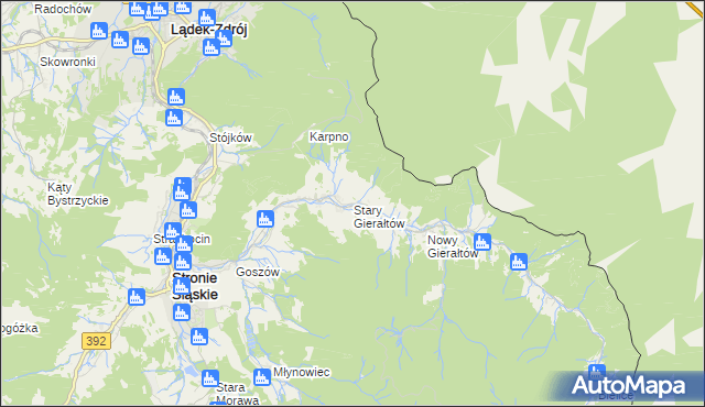 mapa Stary Gierałtów, Stary Gierałtów na mapie Targeo