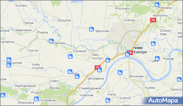 mapa Stary Korczyn, Stary Korczyn na mapie Targeo