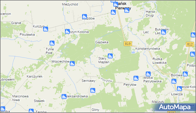 mapa Stary Majdan gmina Hańsk, Stary Majdan gmina Hańsk na mapie Targeo