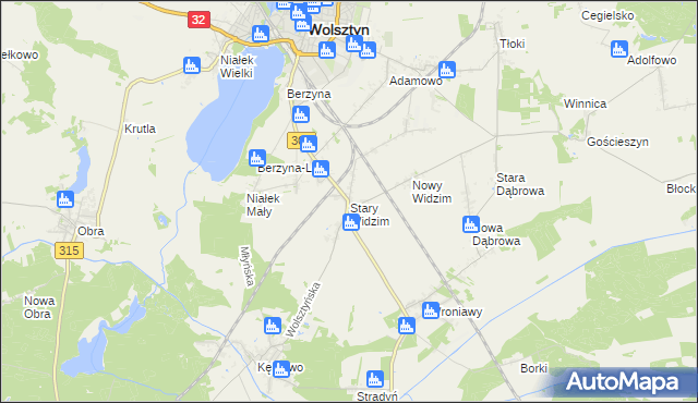 mapa Stary Widzim, Stary Widzim na mapie Targeo