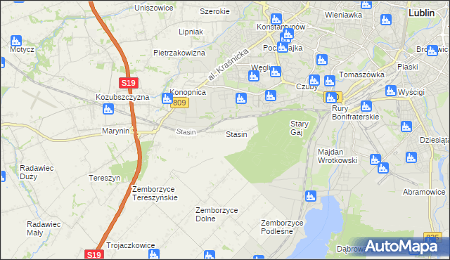 mapa Stasin gmina Konopnica, Stasin gmina Konopnica na mapie Targeo