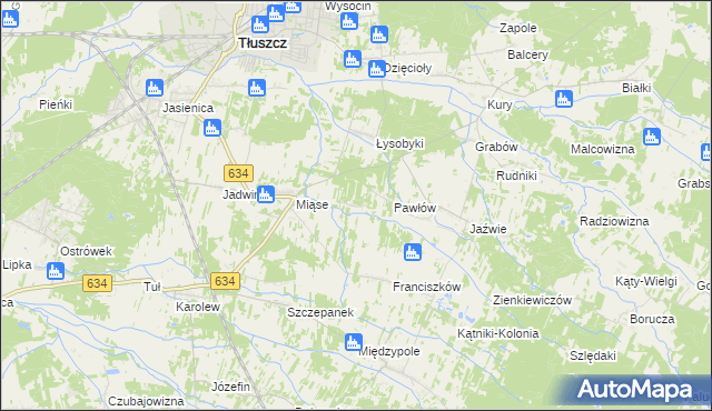 mapa Stasinów gmina Tłuszcz, Stasinów gmina Tłuszcz na mapie Targeo