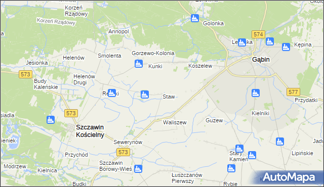 mapa Staw gmina Szczawin Kościelny, Staw gmina Szczawin Kościelny na mapie Targeo