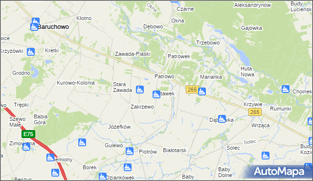 mapa Stawek gmina Baruchowo, Stawek gmina Baruchowo na mapie Targeo