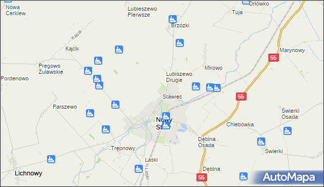 mapa Stawiec gmina Nowy Staw, Stawiec gmina Nowy Staw na mapie Targeo