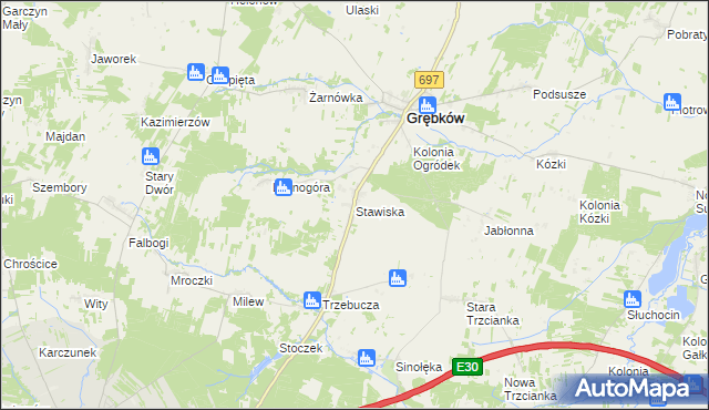 mapa Stawiska gmina Grębków, Stawiska gmina Grębków na mapie Targeo