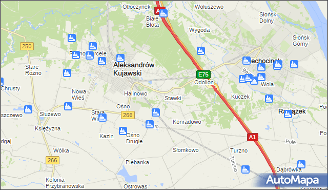 mapa Stawki gmina Aleksandrów Kujawski, Stawki gmina Aleksandrów Kujawski na mapie Targeo