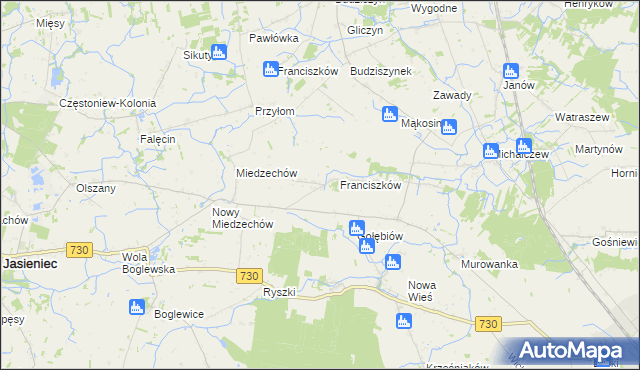 mapa Stefanków gmina Jasieniec, Stefanków gmina Jasieniec na mapie Targeo