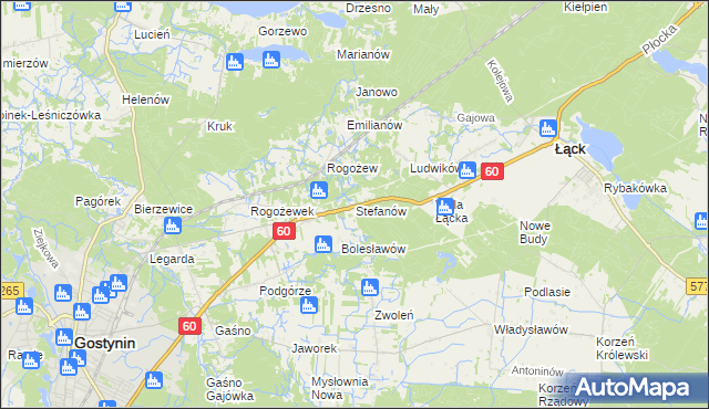 mapa Stefanów gmina Gostynin, Stefanów gmina Gostynin na mapie Targeo