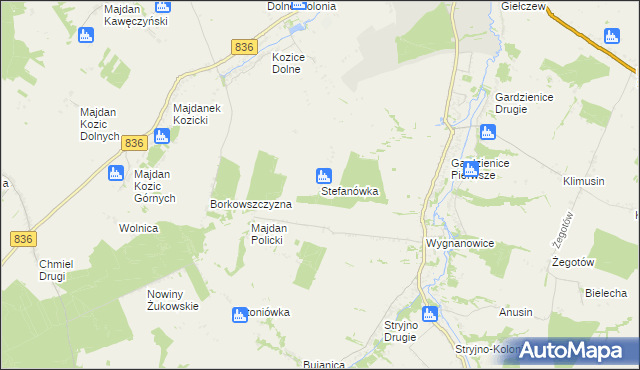mapa Stefanówka gmina Piaski, Stefanówka gmina Piaski na mapie Targeo