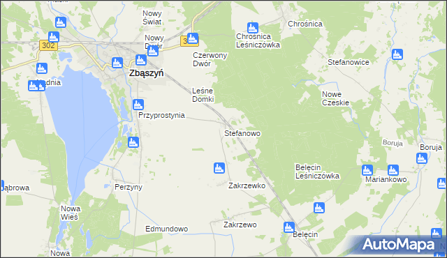 mapa Stefanowo gmina Zbąszyń, Stefanowo gmina Zbąszyń na mapie Targeo