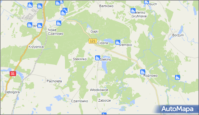 mapa Steklno, Steklno na mapie Targeo