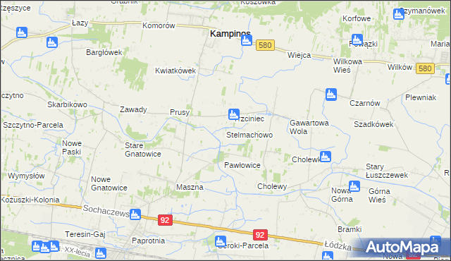 mapa Stelmachowo gmina Leszno, Stelmachowo gmina Leszno na mapie Targeo