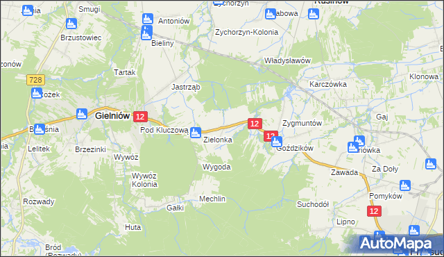 mapa Stoczki gmina Gielniów, Stoczki gmina Gielniów na mapie Targeo