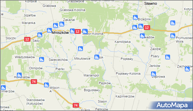 mapa Stok gmina Mniszków, Stok gmina Mniszków na mapie Targeo