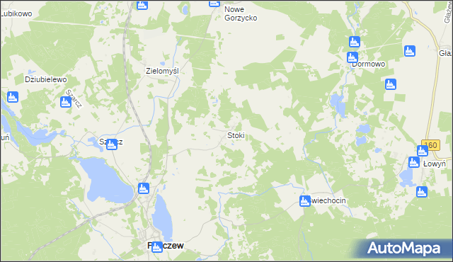 mapa Stoki gmina Pszczew, Stoki gmina Pszczew na mapie Targeo
