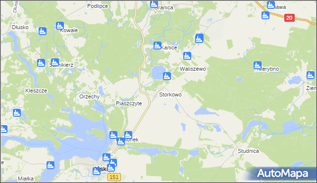 mapa Storkowo gmina Ińsko, Storkowo gmina Ińsko na mapie Targeo