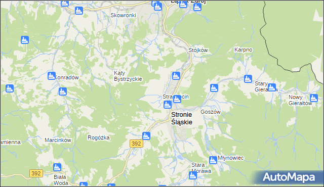 mapa Strachocin gmina Stronie Śląskie, Strachocin gmina Stronie Śląskie na mapie Targeo