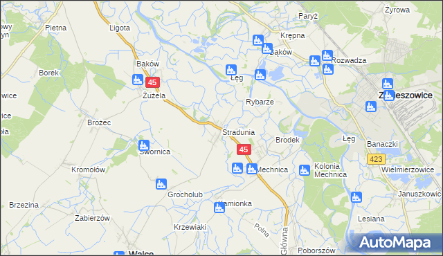 mapa Stradunia, Stradunia na mapie Targeo