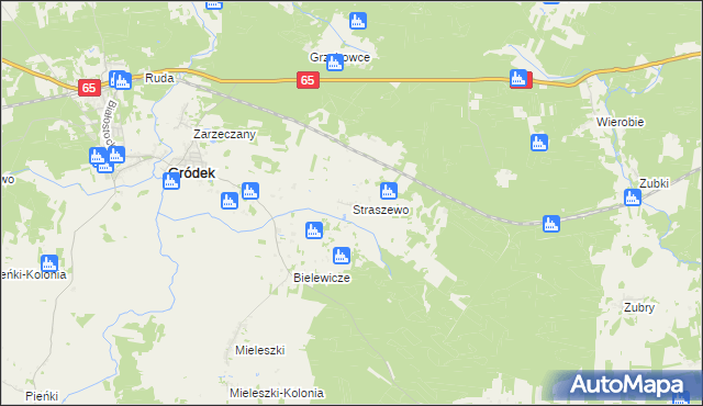 mapa Straszewo gmina Gródek, Straszewo gmina Gródek na mapie Targeo