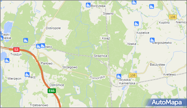 mapa Strażnica gmina Golczewo, Strażnica gmina Golczewo na mapie Targeo