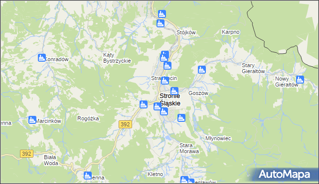 mapa Stronie Śląskie powiat kłodzki, Stronie Śląskie powiat kłodzki na mapie Targeo