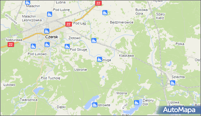 mapa Struga gmina Czersk, Struga gmina Czersk na mapie Targeo