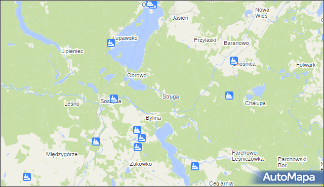 mapa Struga gmina Parchowo, Struga gmina Parchowo na mapie Targeo