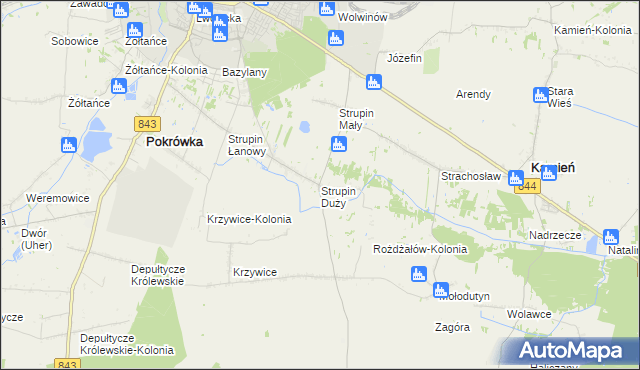 mapa Strupin Duży, Strupin Duży na mapie Targeo