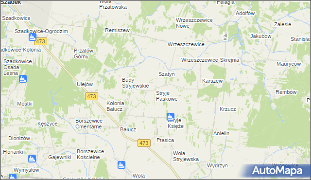 mapa Stryje Paskowe, Stryje Paskowe na mapie Targeo