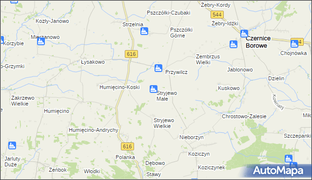 mapa Stryjewo Małe, Stryjewo Małe na mapie Targeo