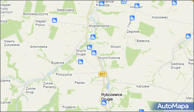 mapa Stryjno-Kolonia, Stryjno-Kolonia na mapie Targeo