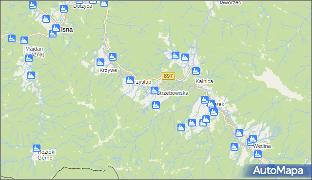 mapa Strzebowiska, Strzebowiska na mapie Targeo