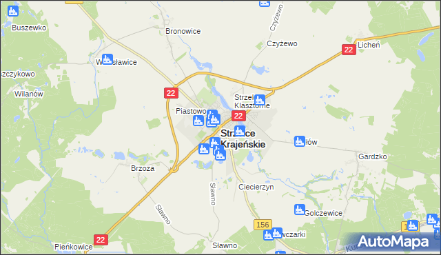 mapa Strzelce Krajeńskie, Strzelce Krajeńskie na mapie Targeo