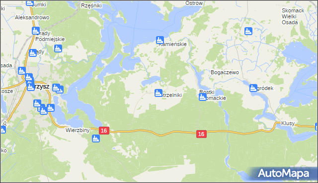 mapa Strzelniki gmina Orzysz, Strzelniki gmina Orzysz na mapie Targeo