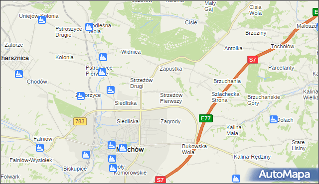 mapa Strzeżów Pierwszy, Strzeżów Pierwszy na mapie Targeo