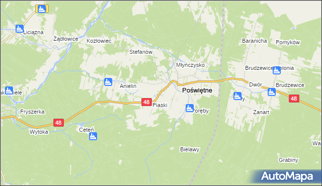 mapa Studzianna gmina Poświętne, Studzianna gmina Poświętne na mapie Targeo