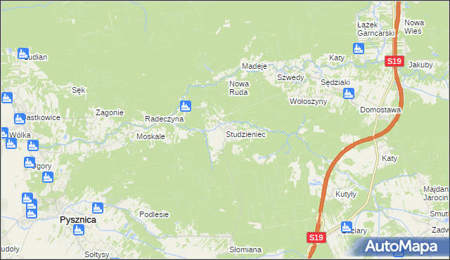mapa Studzieniec gmina Pysznica, Studzieniec gmina Pysznica na mapie Targeo